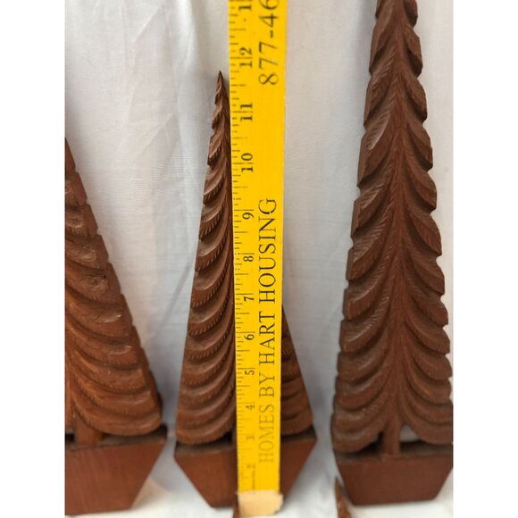 Hand-Carved Wooden Pine Tree Decor Set Of 6 Rustic 15-10 inch - Picture 8 of 13